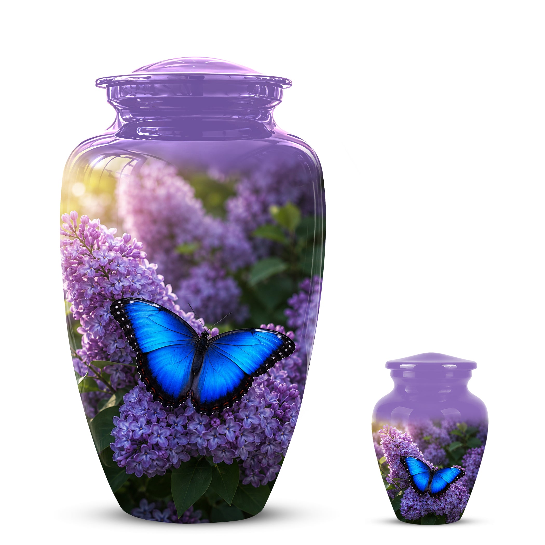 Blue Butterfly Cremation Urn - Purple Color Memorial Urns For Human Ashes