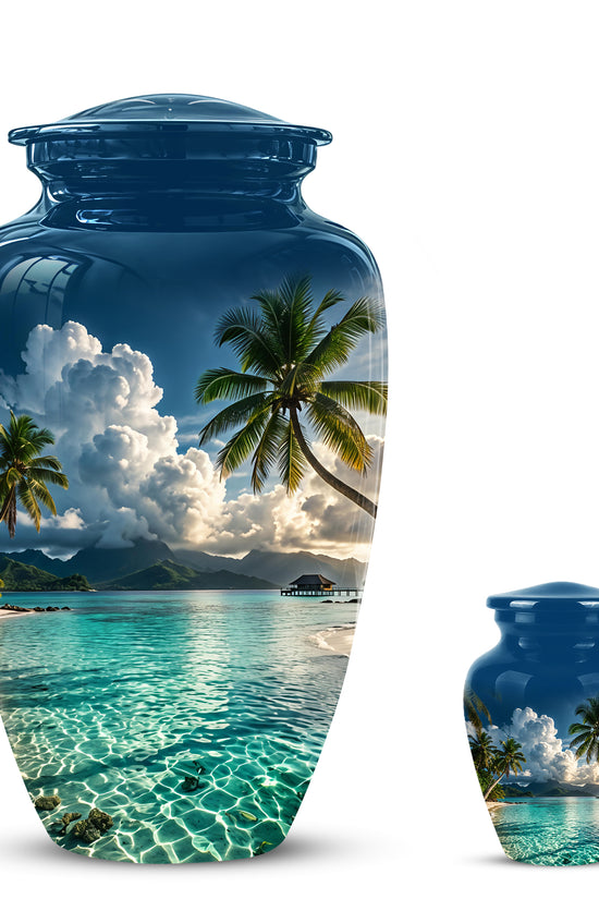 Tropical Beach Cremation Urn - Custom Memorial Urns For Women Ashes