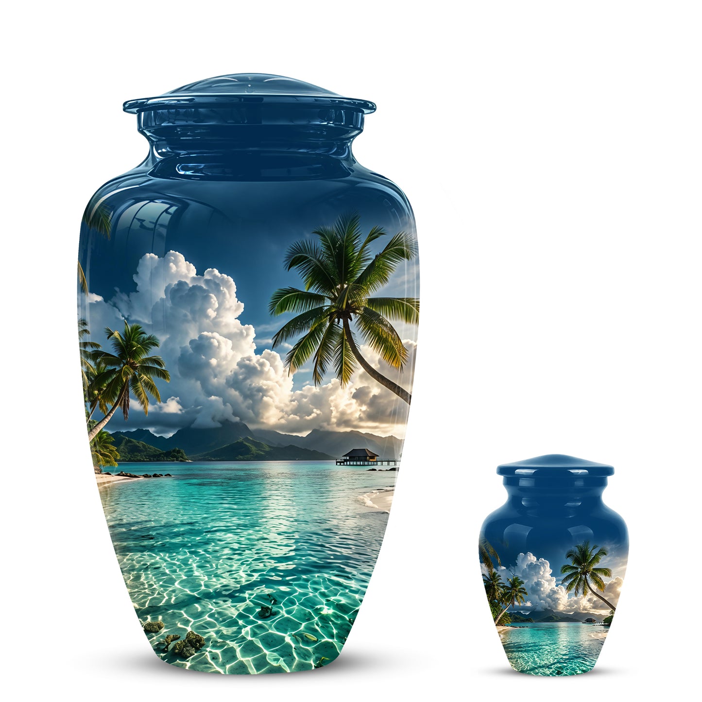 Tropical Beach Cremation Urn - Custom Memorial Urns For Women Ashes