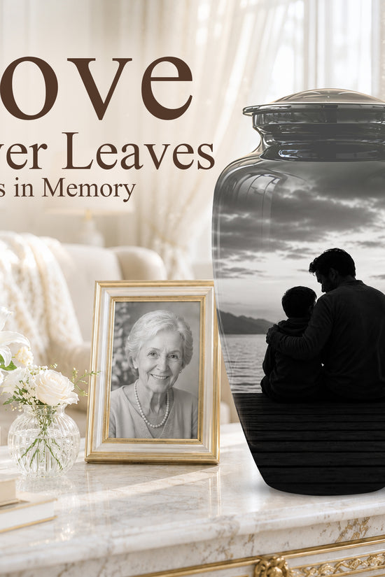 Handcrafted Father Memorial Urn - Black Personalized Urn For Dad Ashes