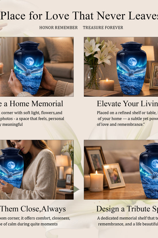 Flying Owl Memorial Urn - Night Owl Cremation Urns For Human Ashes