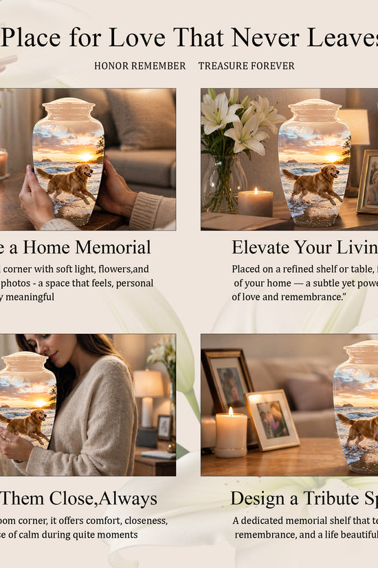 Golden Retriever Themed Urn - Personalized Memorial Urns For Pet Dog