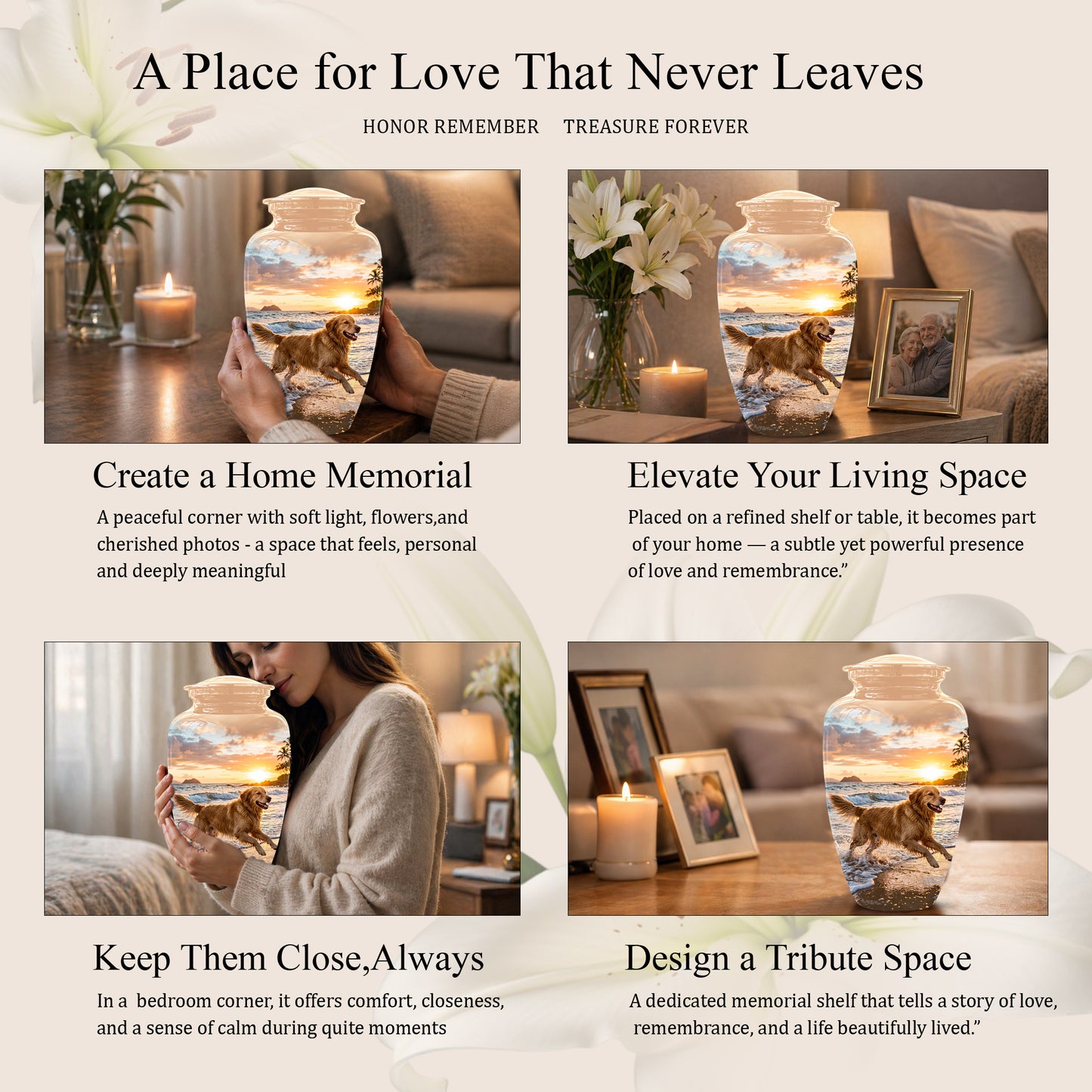 Golden Retriever Themed Urn - Personalized Memorial Urns For Pet Dog