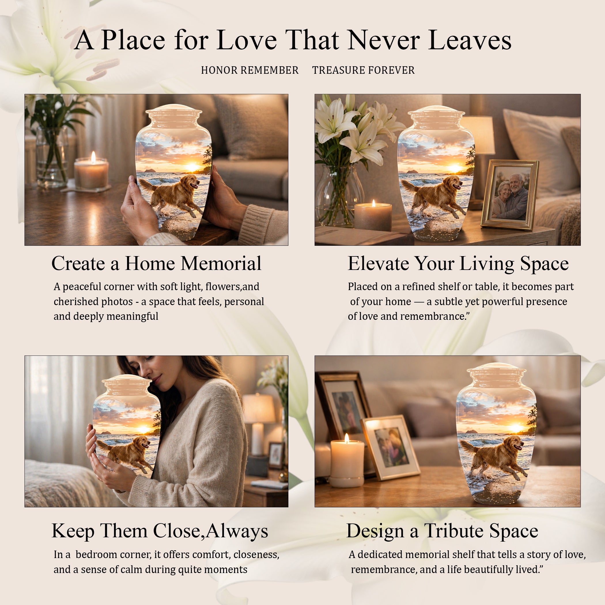 Golden Retriever Themed Urn - Personalized Memorial Urns For Pet Dog