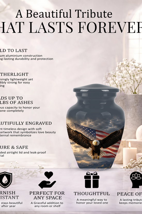 American Eagle Memorial Urn - Patriotic Burial Urns For Human Ashes