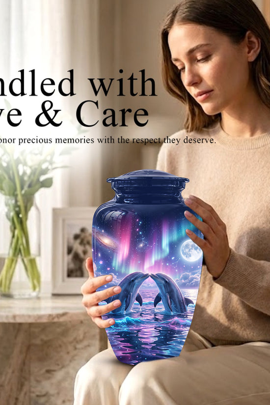 Twin Dolphin Memorial Urn - Beautiful Cremation Urns For Women Ashes