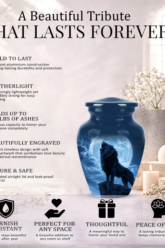 Roaring Lion Cremation Urn - Handcrafted Personalized Urns For Ashes