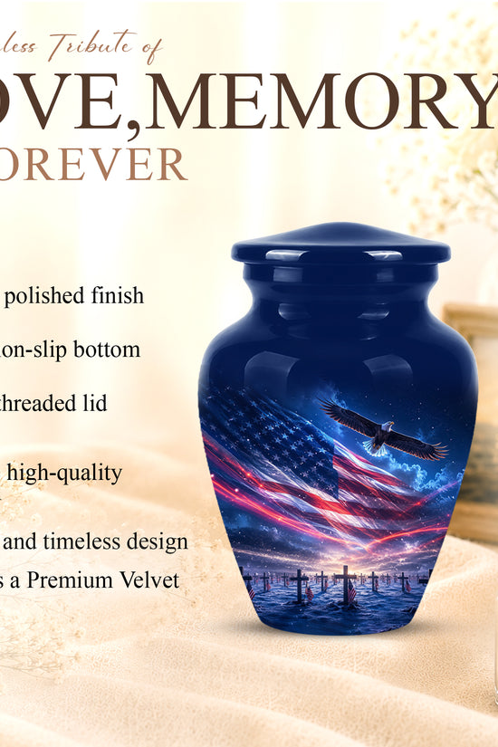 Personalized American Flag Cremation Urn for Ashes – Custom Military Memorial Urn