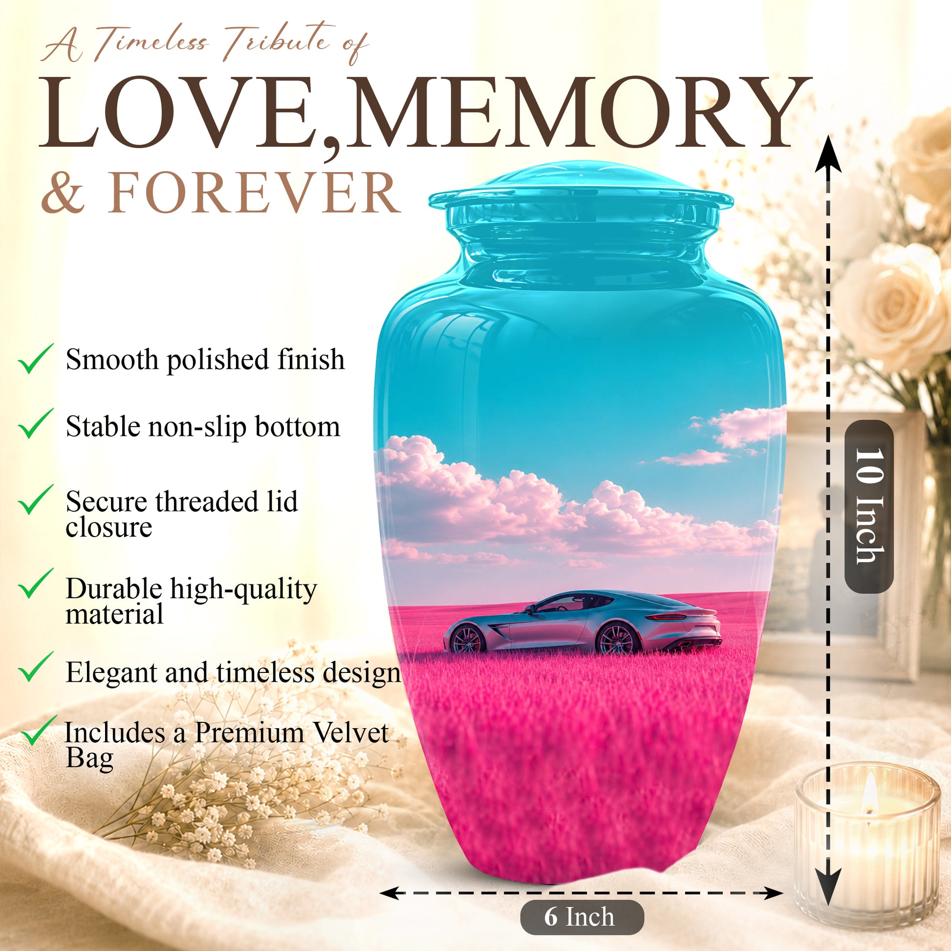 Personalized Sports Car Funeral Urn - Elegant Urns For Car Enthusiast