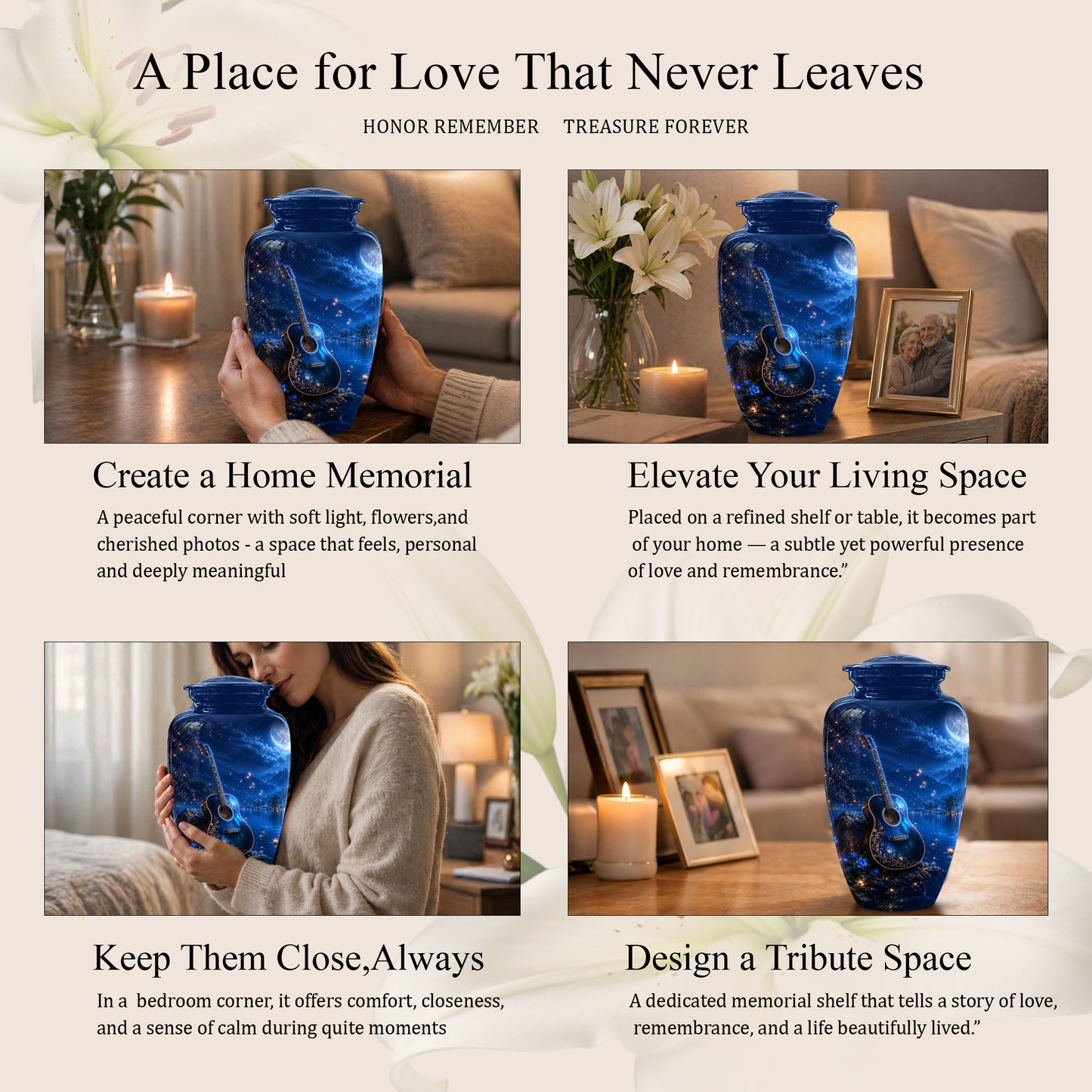 Acoustic Guitar Cremation Urn - Custom Guitar Urns For Human Ashes