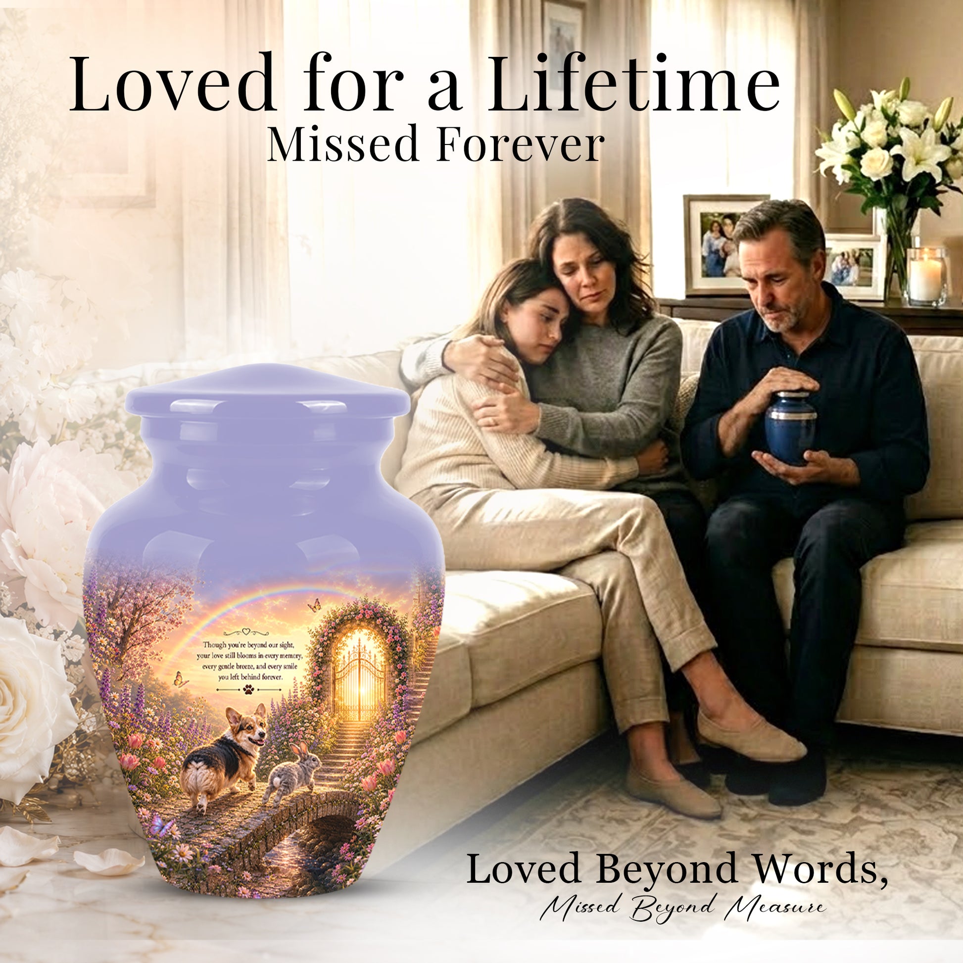 Rainbow Bridge Pet Memorial Urn – Personalized Urn For Dog & Cat
