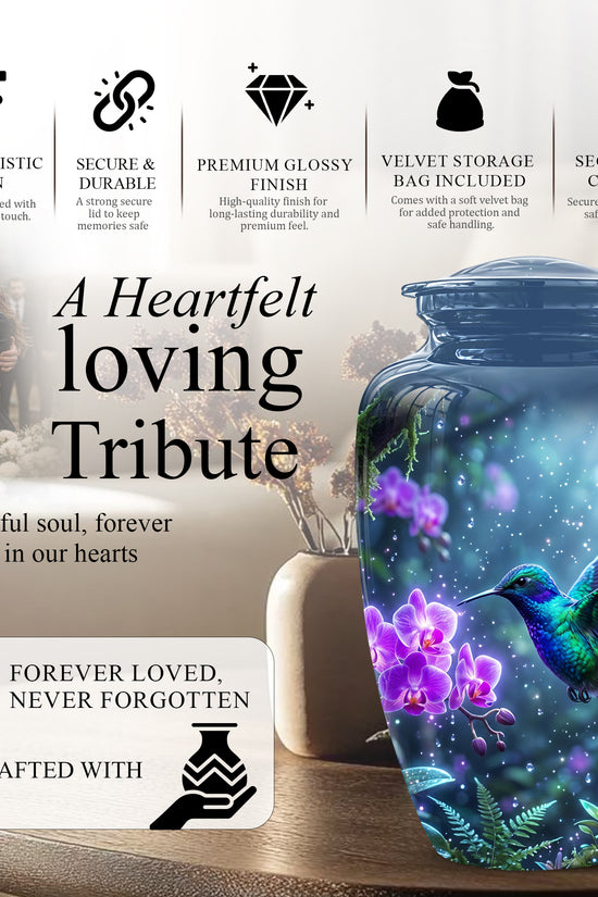 Celestial Hummingbird Cremation Urn - Beautiful Memorial Urns For Ashes