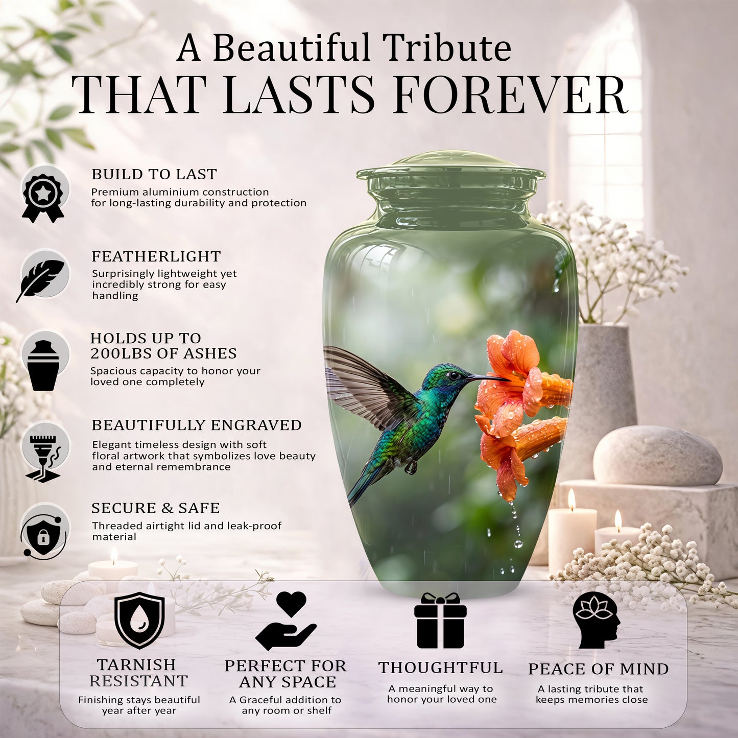 Hummingbird Memorial Urn for Ashes – Nature Inspired Design On Sale