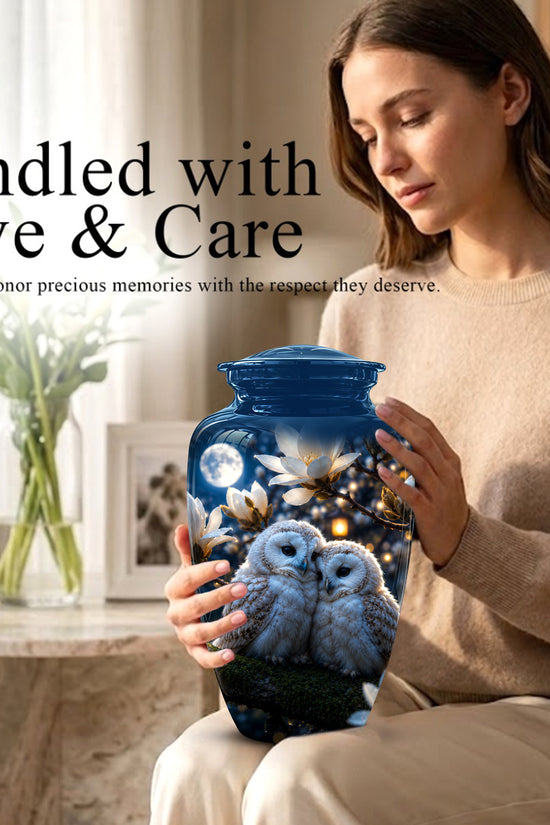 Owl Couple Cremation Urn - Beautiful Memorial Urns For Lover's Ashes