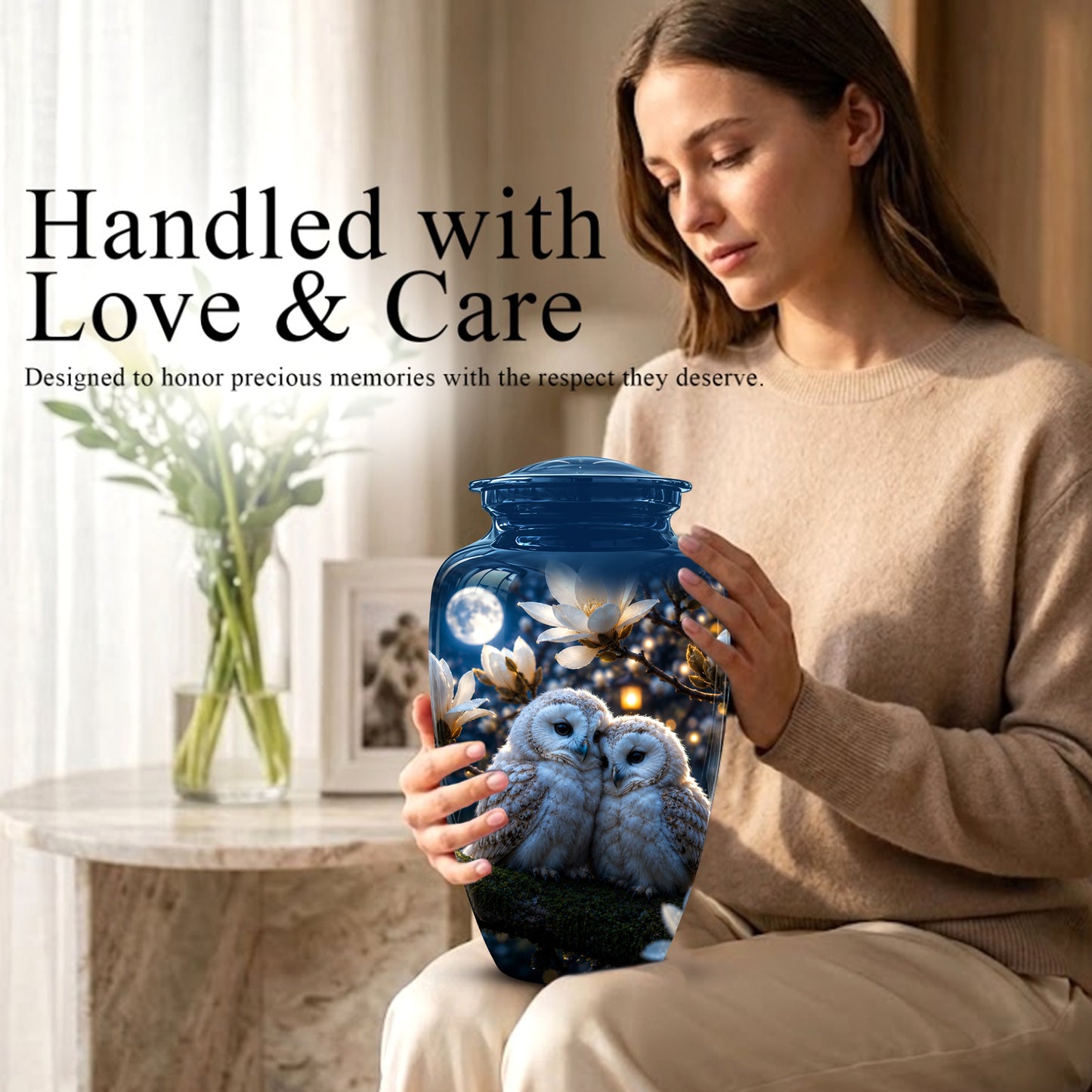 Owl Couple Cremation Urn - Beautiful Memorial Urns For Lover's Ashes