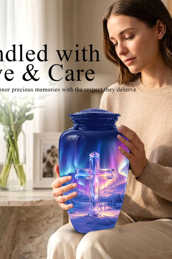 Celestial Cross Cremation Urn for Ashes – Peaceful Tribute Memorial Urn