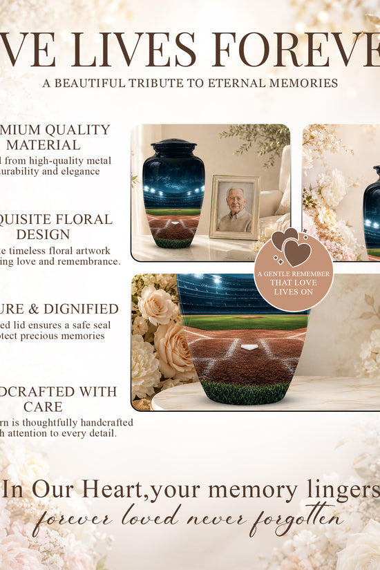 Personalized Baseball Ground Cremation Urn - Aluminium Memorial Urns