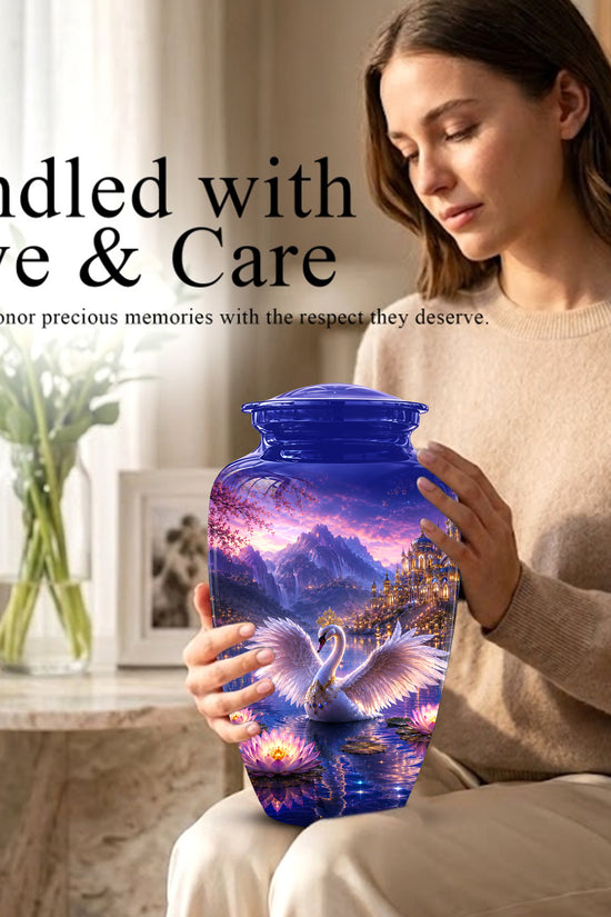 Swan Lake Fantasy Urn - Majestic Burial Urns For Loved Ones Ashes
