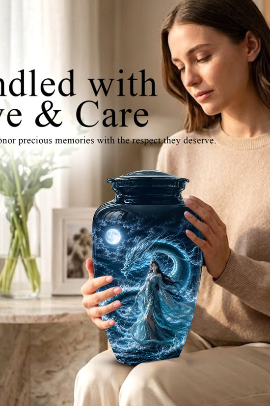 Celestial Dragon & Goddess Cremation Urn - Custom Handmade Adult Urns
