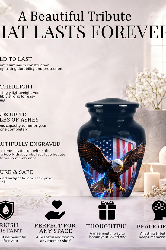 American Bald Eagle Memorial Urn - Personalized Funeral Urns For Ashes