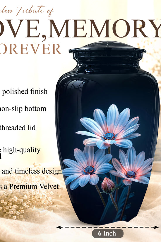 Blue Flower Memorial  Urn - Beautifully Crafted Urns To Tribute Ashes