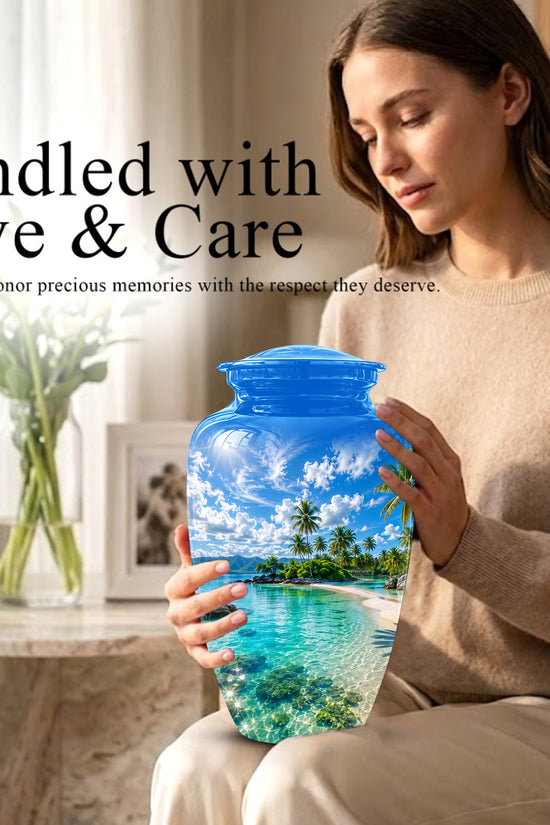 Beach Themed Burial Urn - Personalized Cremation Urns For Human Ashes