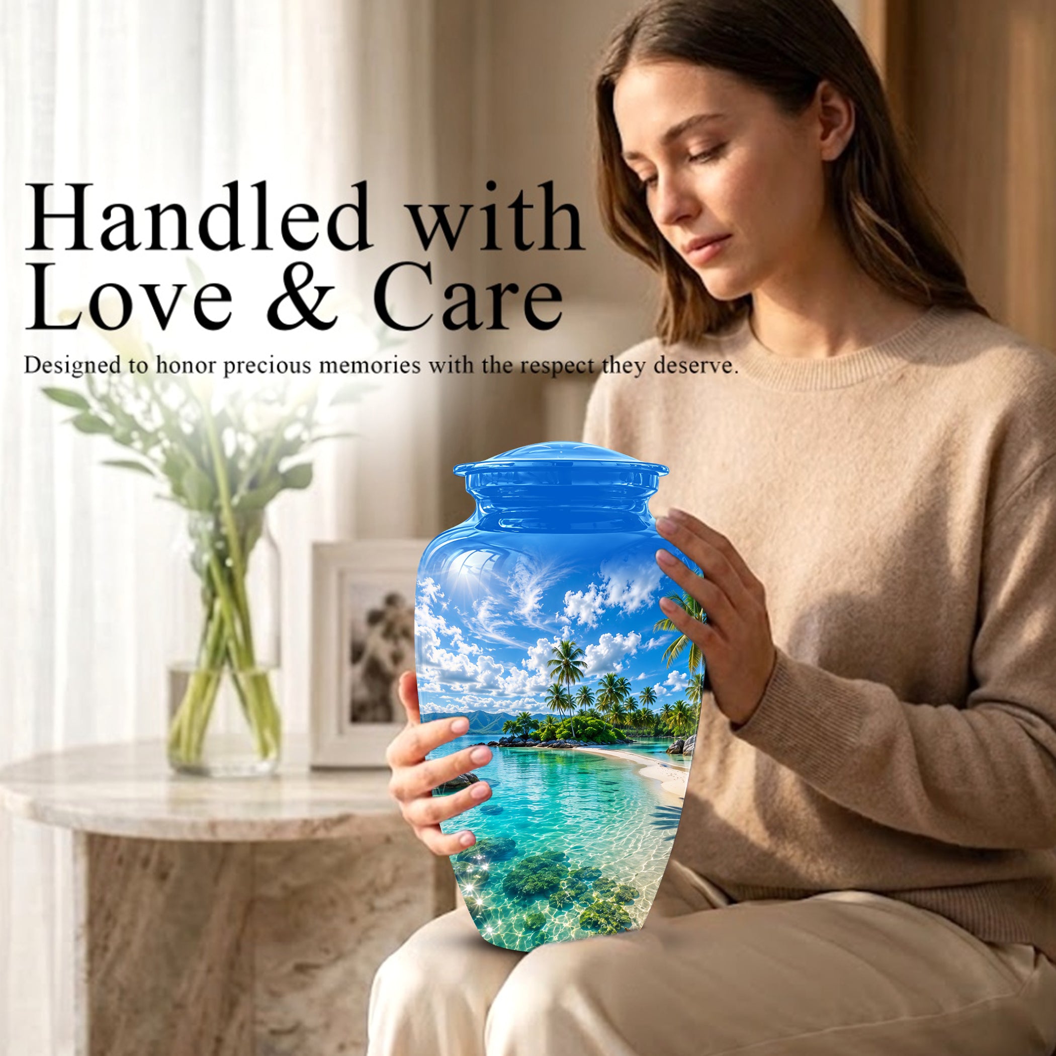 Beach Themed Burial Urn - Personalized Cremation Urns For Human Ashes