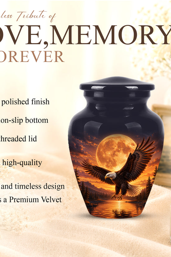 Personalized Flying Eagle Cremation Urn - Celestial Moon Memorial Urns