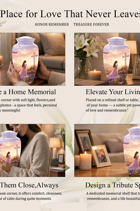 Peaceful Cross Cremation – Personalized Sunset Tribute Urns for Ashes