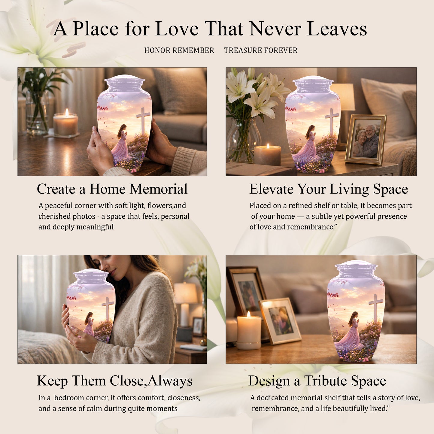 Peaceful Cross Cremation – Personalized Sunset Tribute Urns for Ashes