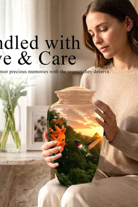 Hummingbird Memorial Urn - Custom Sunset Scenic Urns For Human Ashes