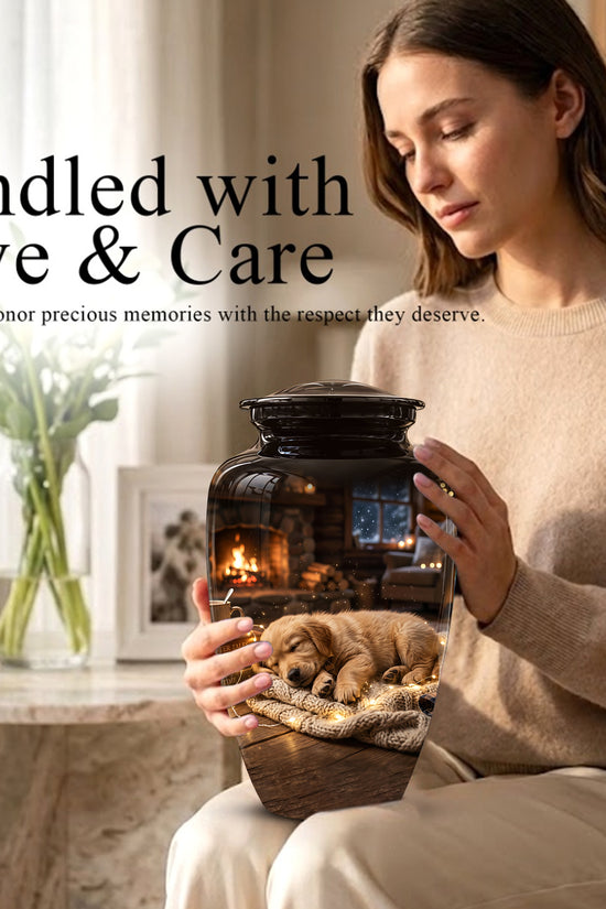 Dog Puppy Cremation Urn - Resting Eternal Memorial Urns For Pet Ashes