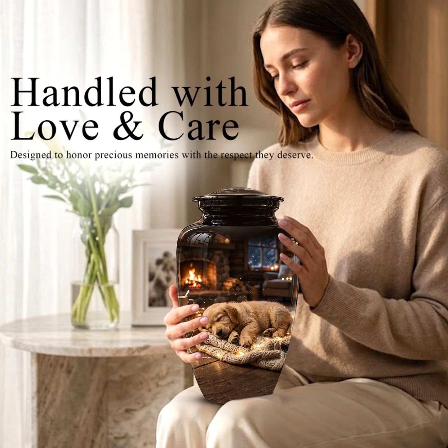 Dog Puppy Cremation Urn - Resting Eternal Memorial Urns For Pet Ashes