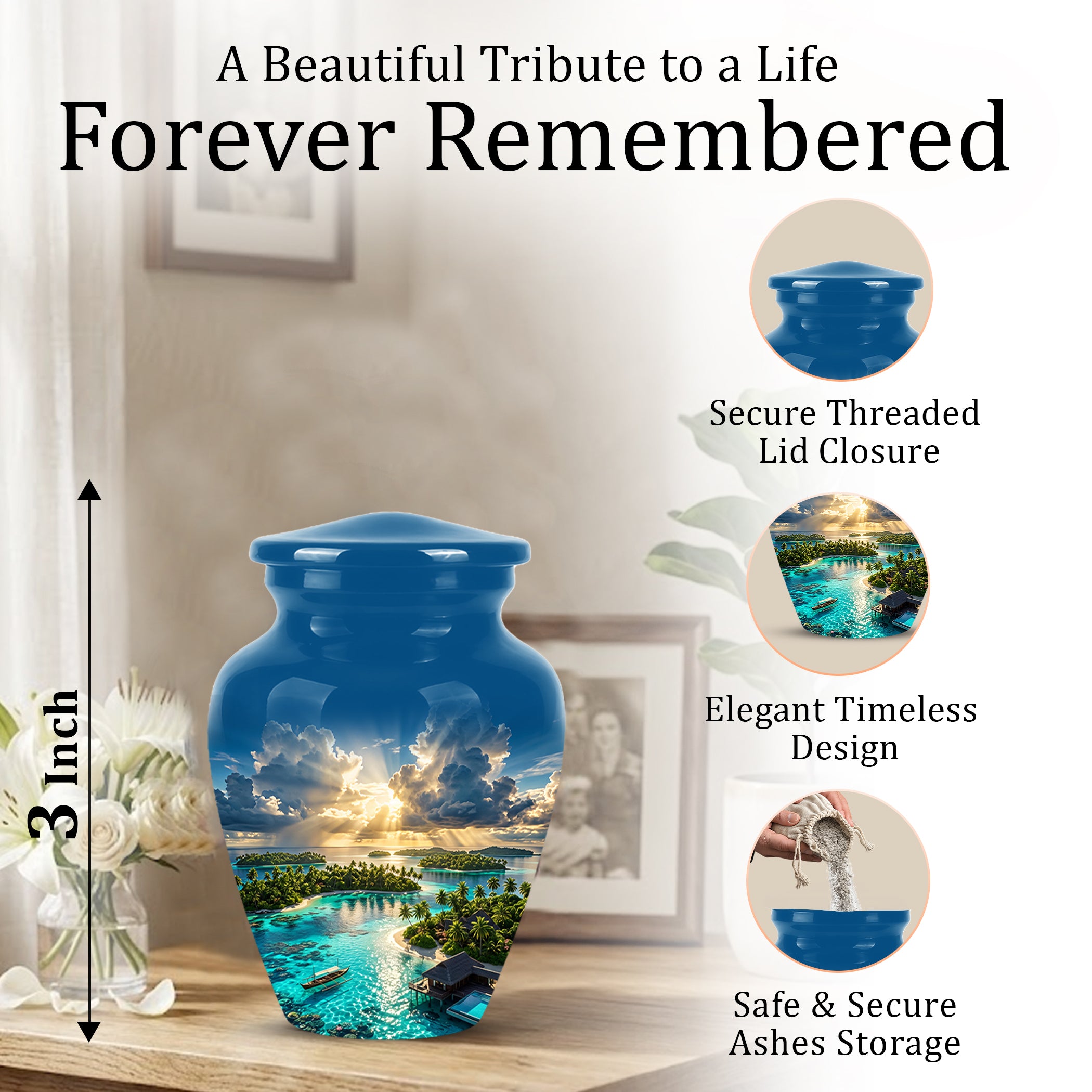 Beach Cremation Urn - Personalized Adult Urns For Human Ashes