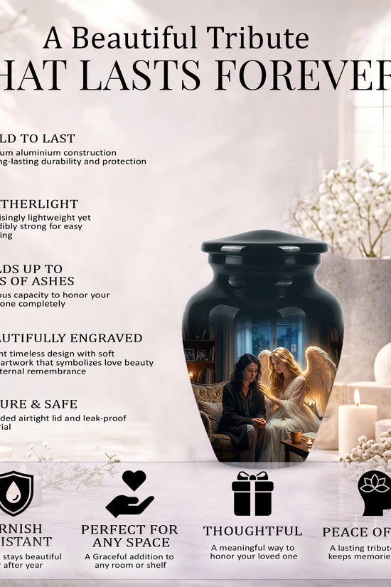 Black Angel Burial Urns - Personalized Memorial Urns For Mother Ashes
