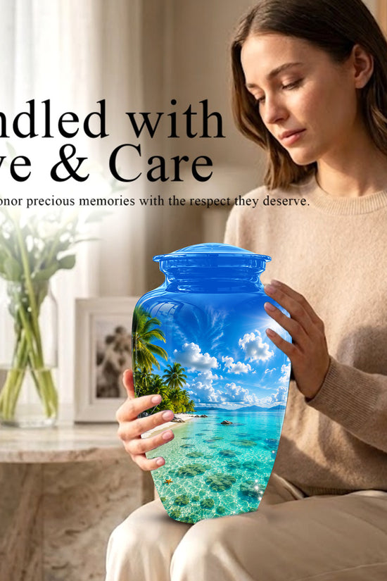 Beach Themed Memorial Urn - Beautifully Handcrafted Urns For Human Ash