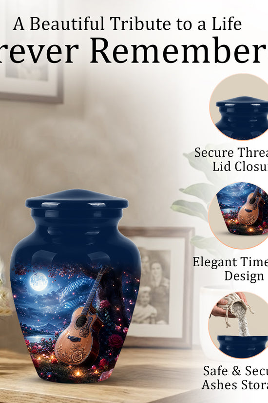 Artistic Guitar Memorial Urn - Beautifully Handcrafted Urns For Humans