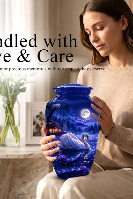White Swan Memorial Urn - Personalized Funeral Urns On Sale For Ashes