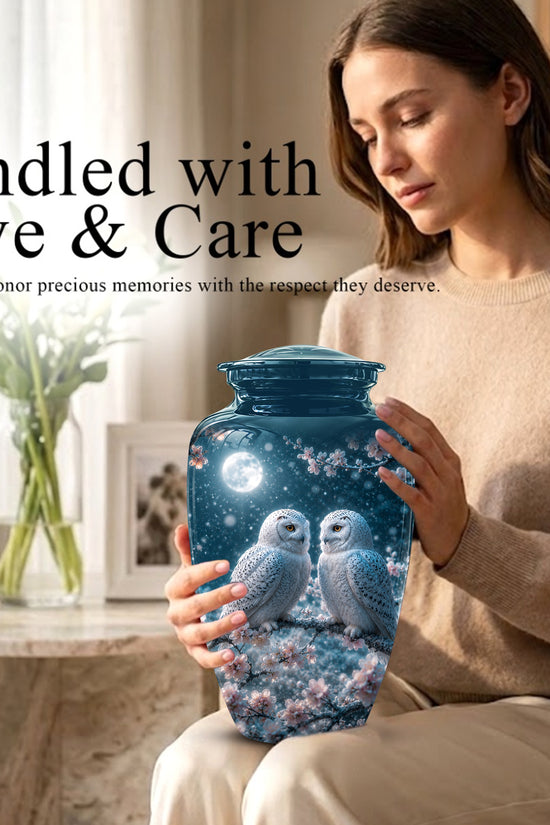 Snowy Owl Couple Memorial Urn - Majestic Couple Urns For Loved Ones