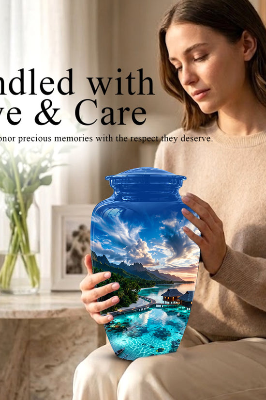 Beach Themed Cremation Urn - Personalized Burial Urns For Human Ashes