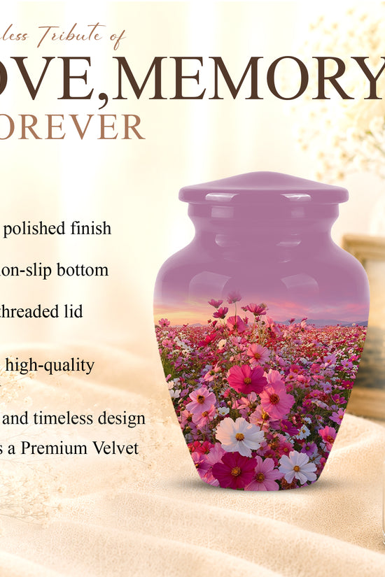 Flower Field Cremation Urn - Decorative Premium Funeral Urns On Sale