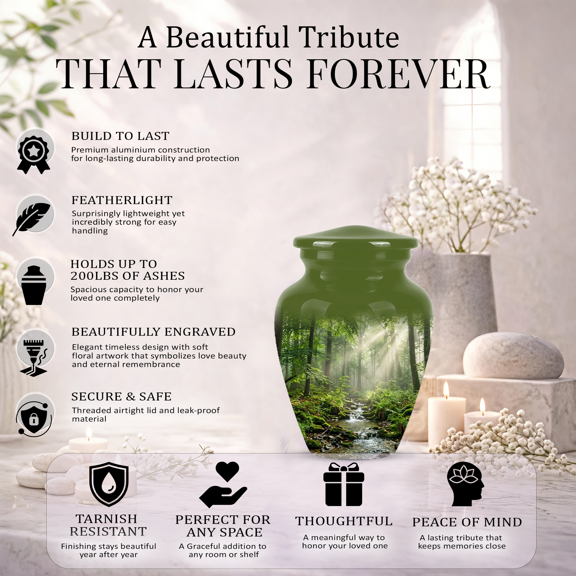 Forest Scenic Cremation Urn - Artistic Funeral Urns For Nature Lover's Ashes