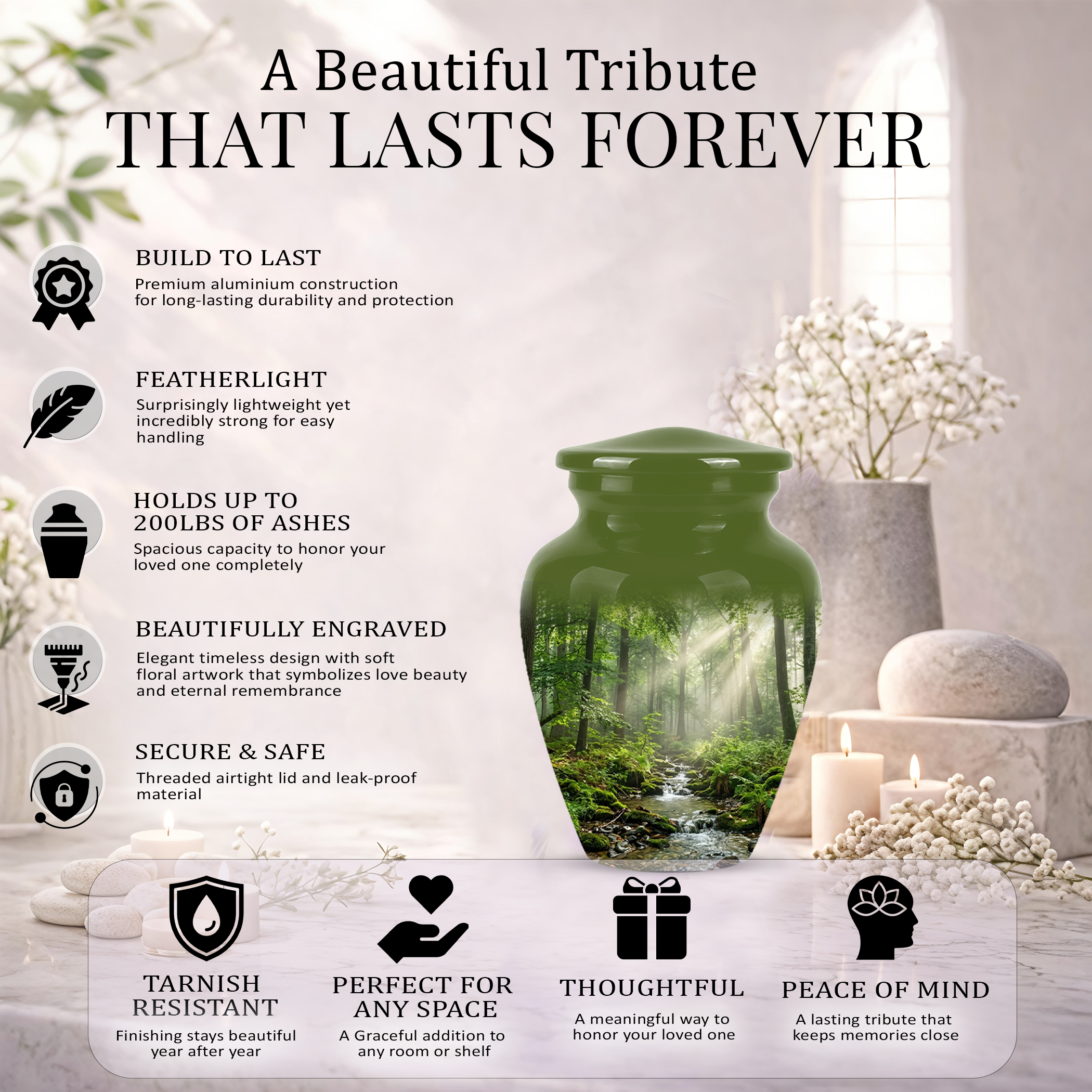 Forest Scenic Cremation Urn - Artistic Funeral Urns For Nature Lover's Ashes