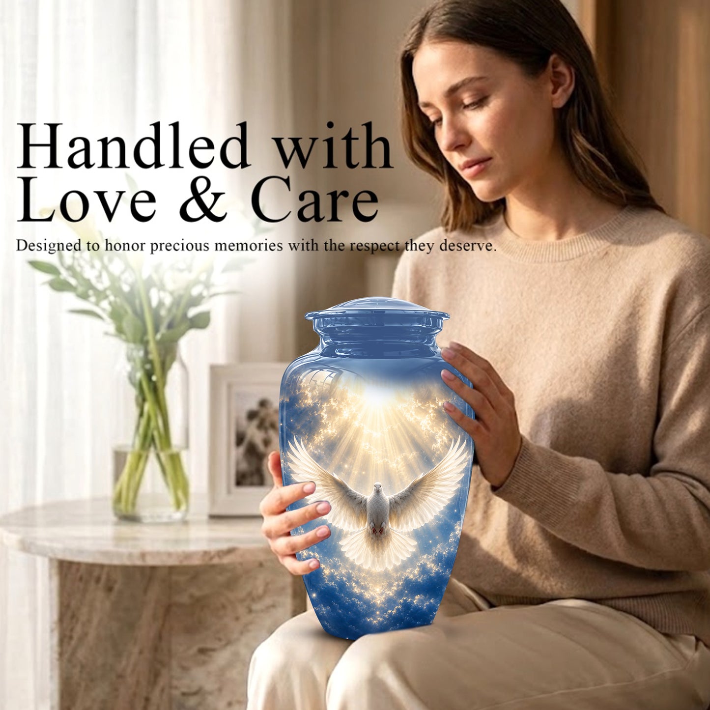 White Dove Cremation Urn - Beautifully Handcrafted Urns For Ashes