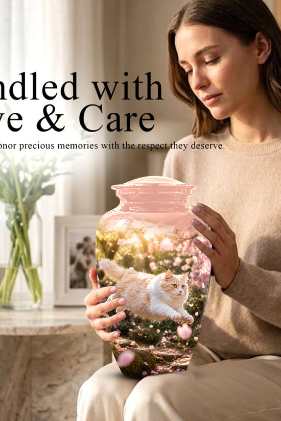 Fluffy Cat Pet Cremation Urn - Beautiful Pet Memorial Urns For Ashes