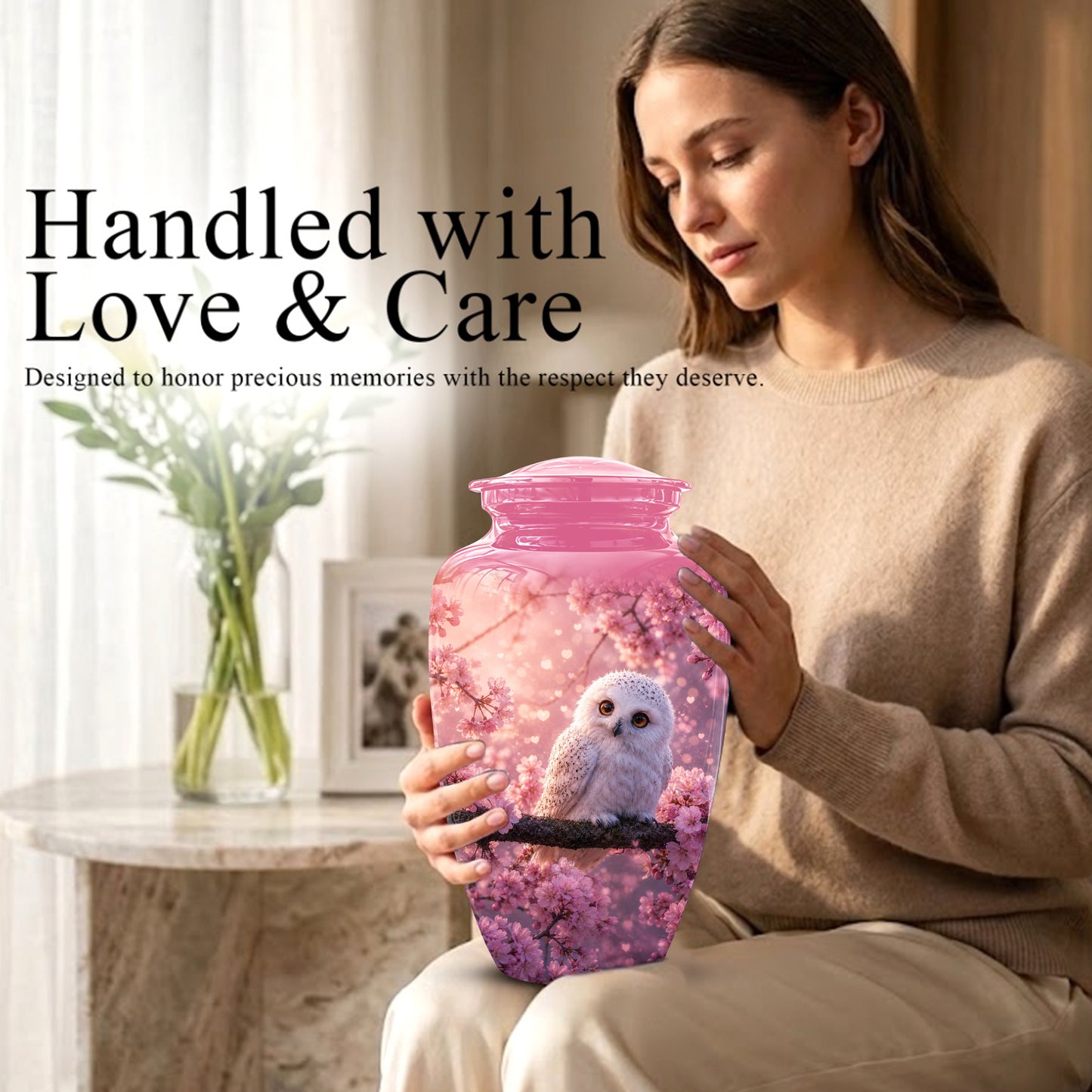 Baby Owl Cremation Urn for Ashes – Handcrafted Personalized Burial Urn