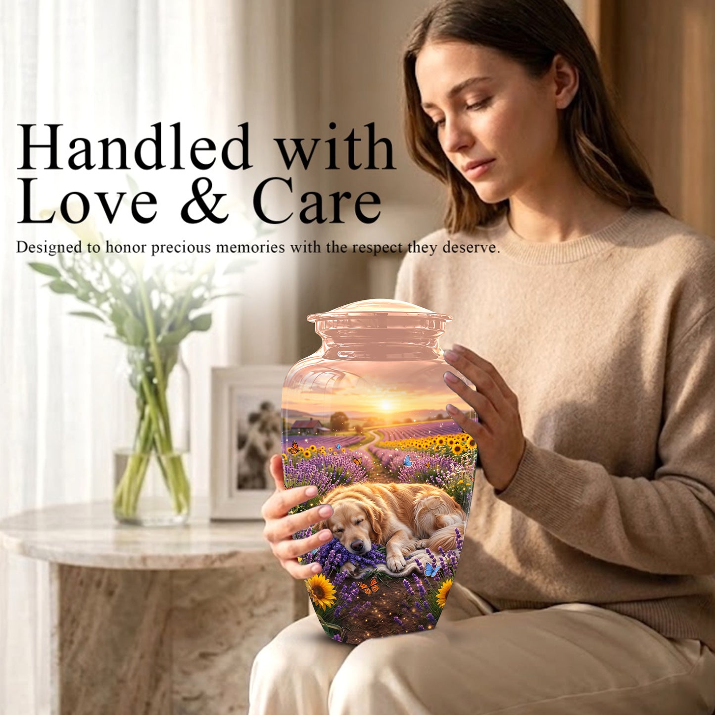 Golden Retriever Gog Memorial Urn - Personalized Pet Urns For Ashes