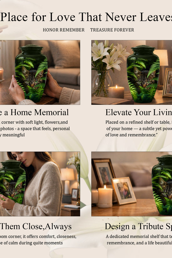 Cat Cremation Urns For Ashes - Personalized Black Pet Burial Urns