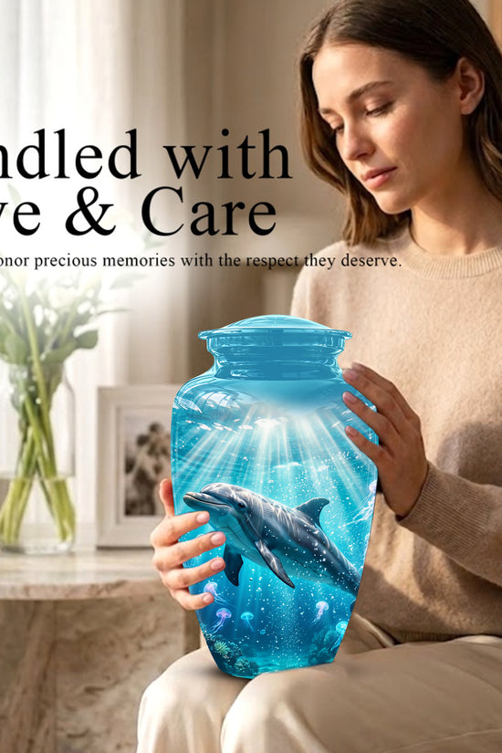 Dolphin Themed Urn - Beautifully Handcrafted Burial Urns For Mom Ashes