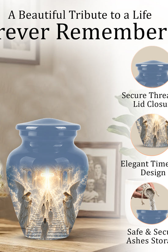 Heaven’s Gate Cross Cremation Urn – Angel Memorial Urn For Human Ashes